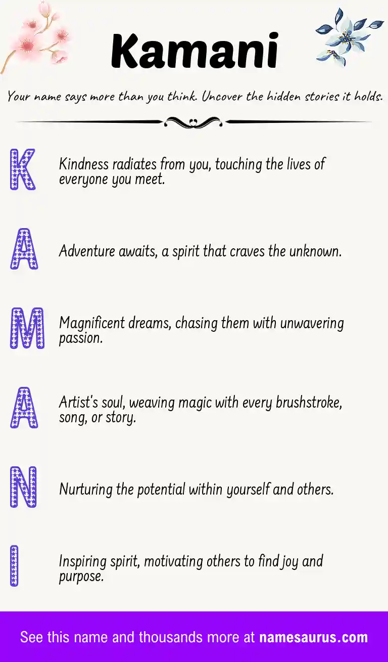 Acrostic poem about Kamani.