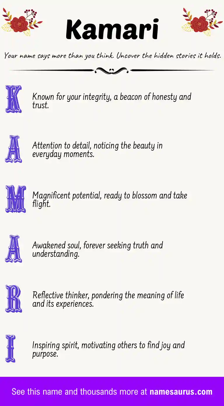 Acrostic poem about Kamari.