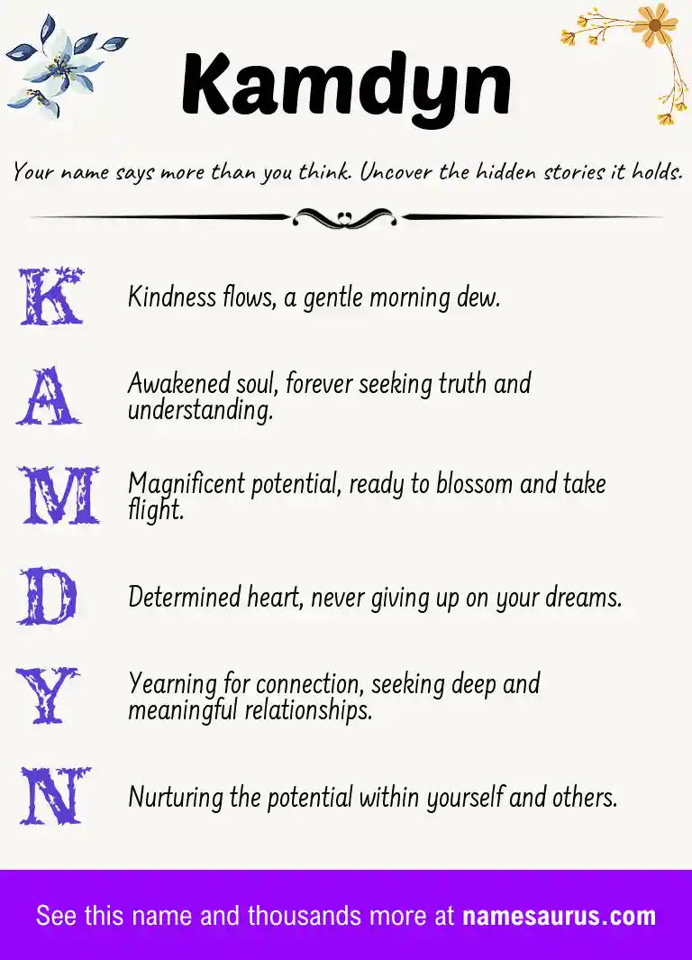 Acrostic poem about Kamdyn.