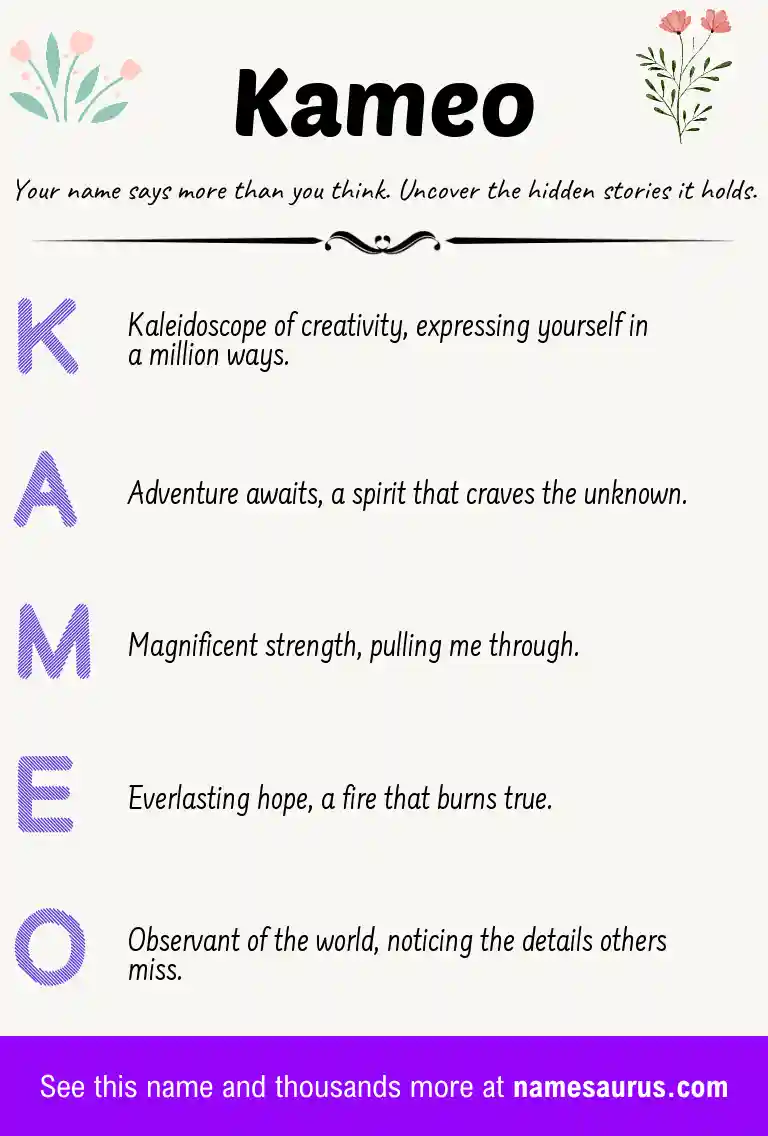Acrostic poem about Kameo.