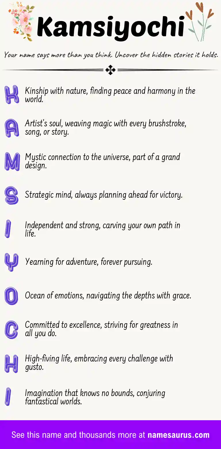 Acrostic poem about Kamsiyochi.