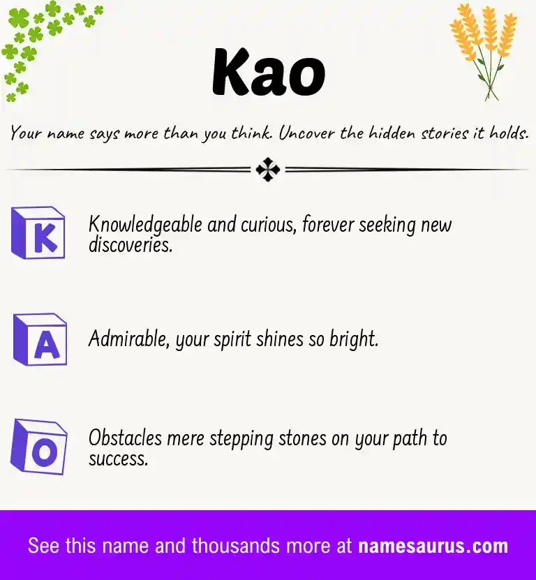 Acrostic poem about Kao.