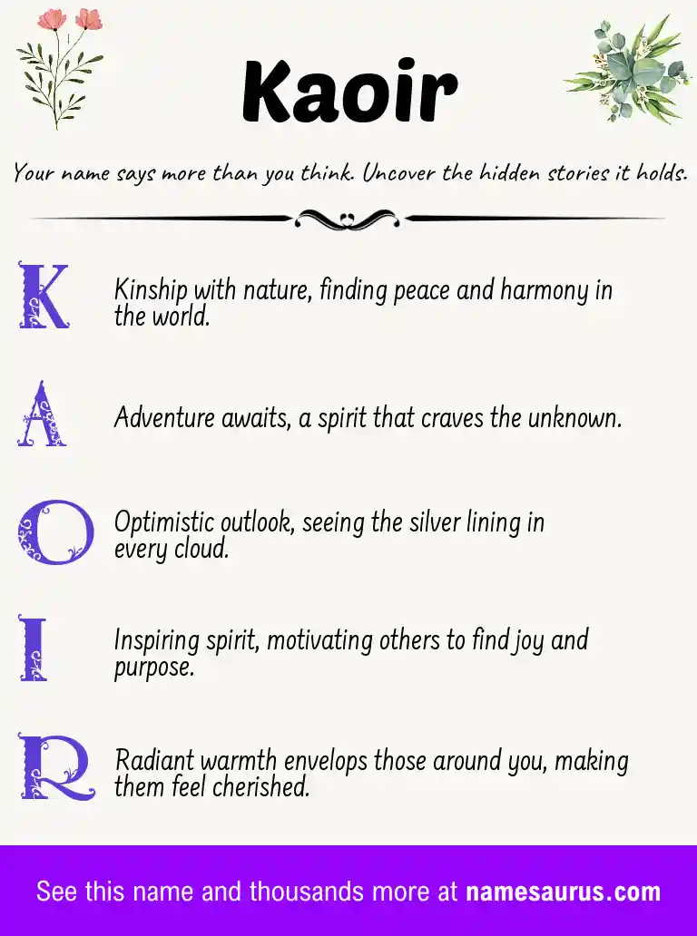 Acrostic poem about Kaoir.