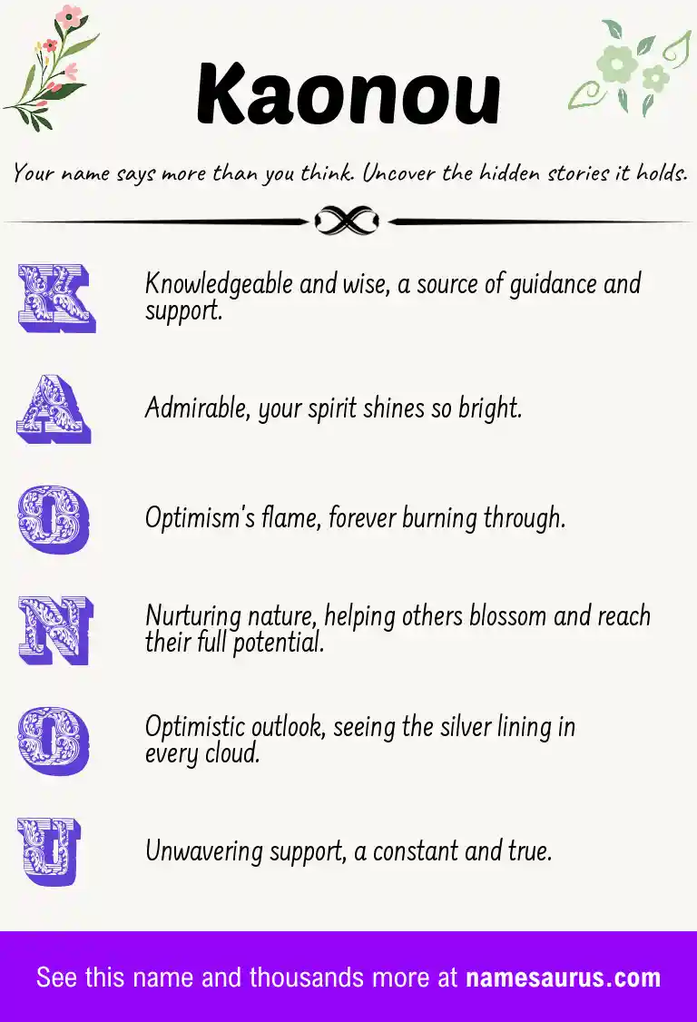 Acrostic poem about Kaonou.