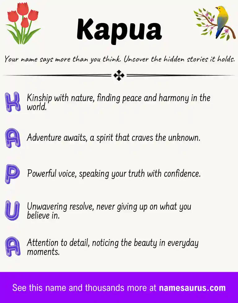 Acrostic poem about Kapua.