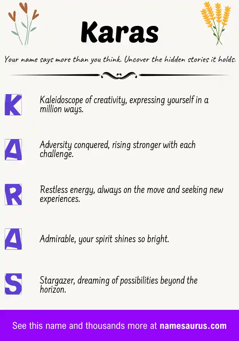 Acrostic poem about Karas.