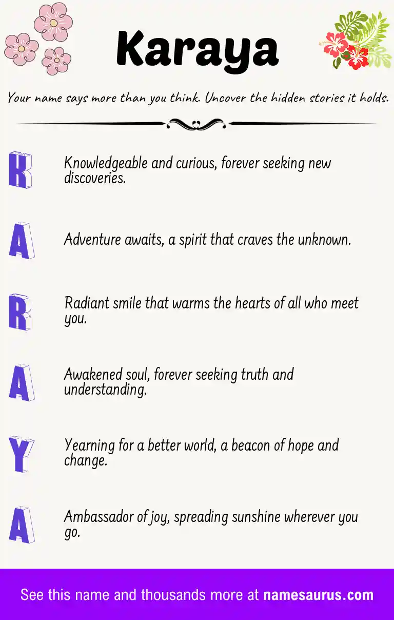 Acrostic poem about Karaya.