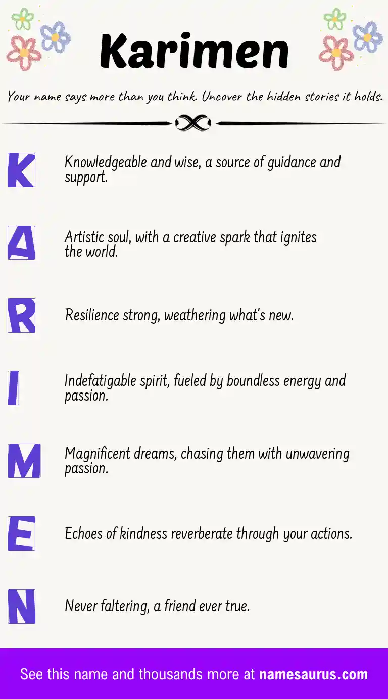 Acrostic poem about Karimen.