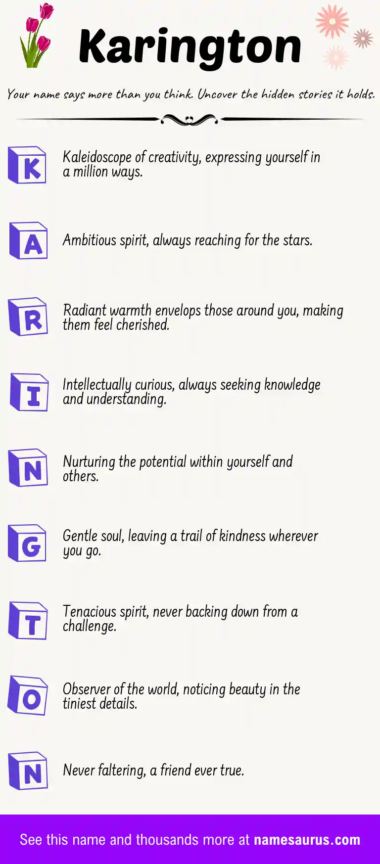 Acrostic poem about Karington.