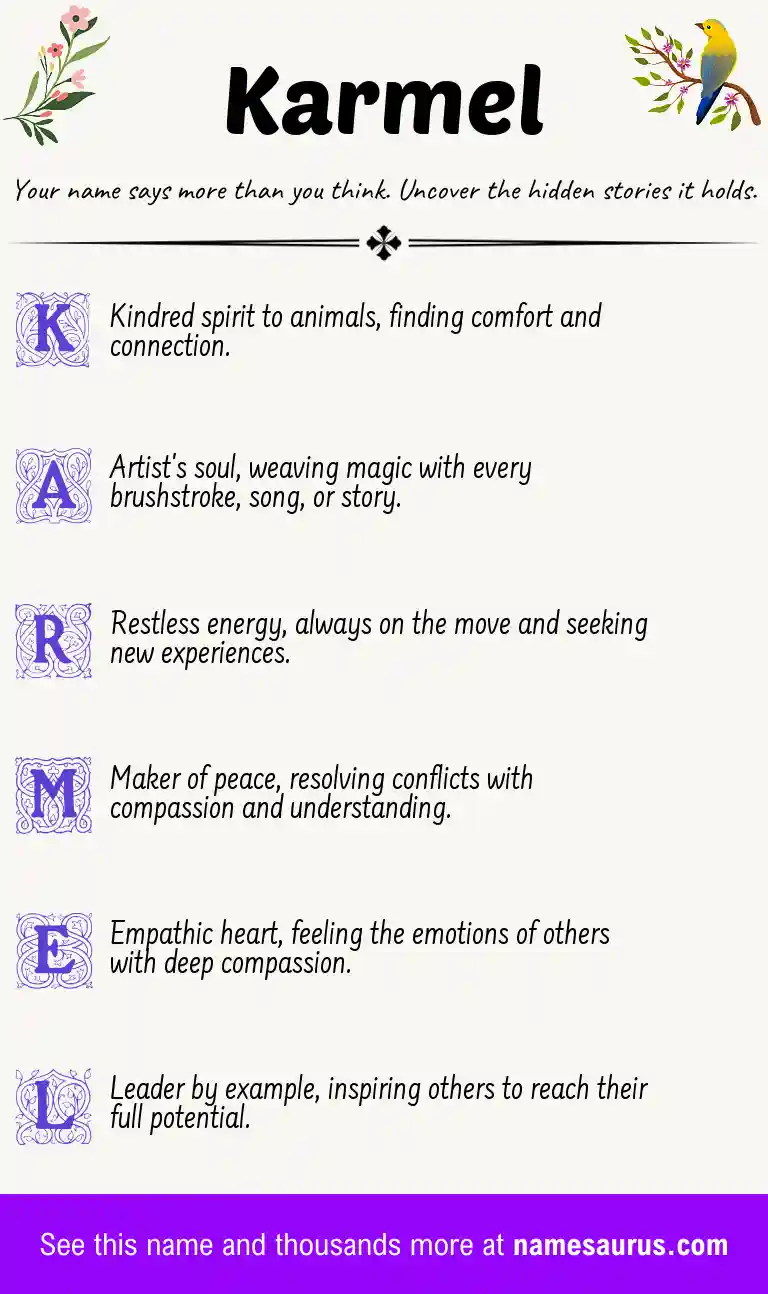 Acrostic poem about Karmel.