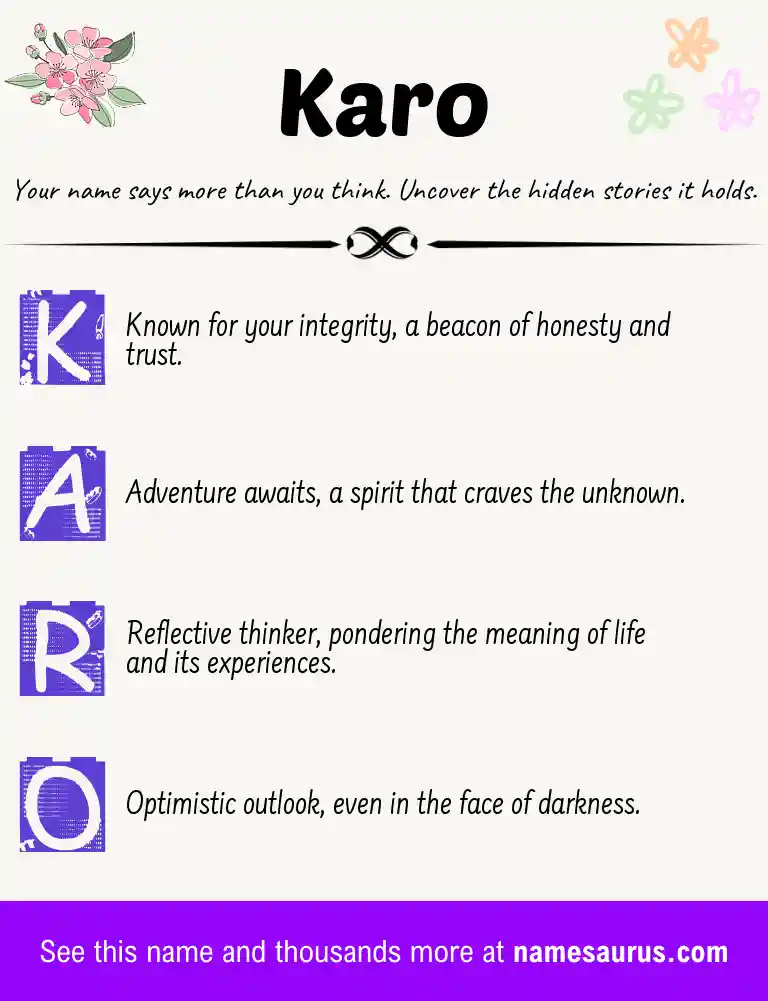 Acrostic poem about Karo.