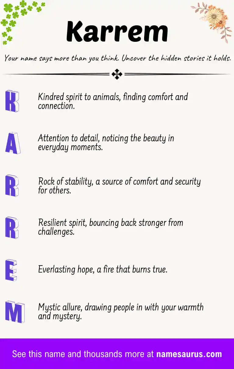 Acrostic poem about Karrem.