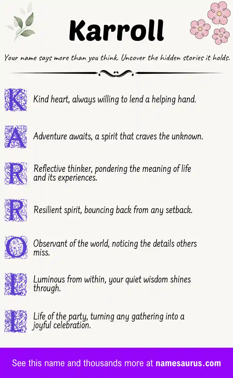 Acrostic poem about Karroll.