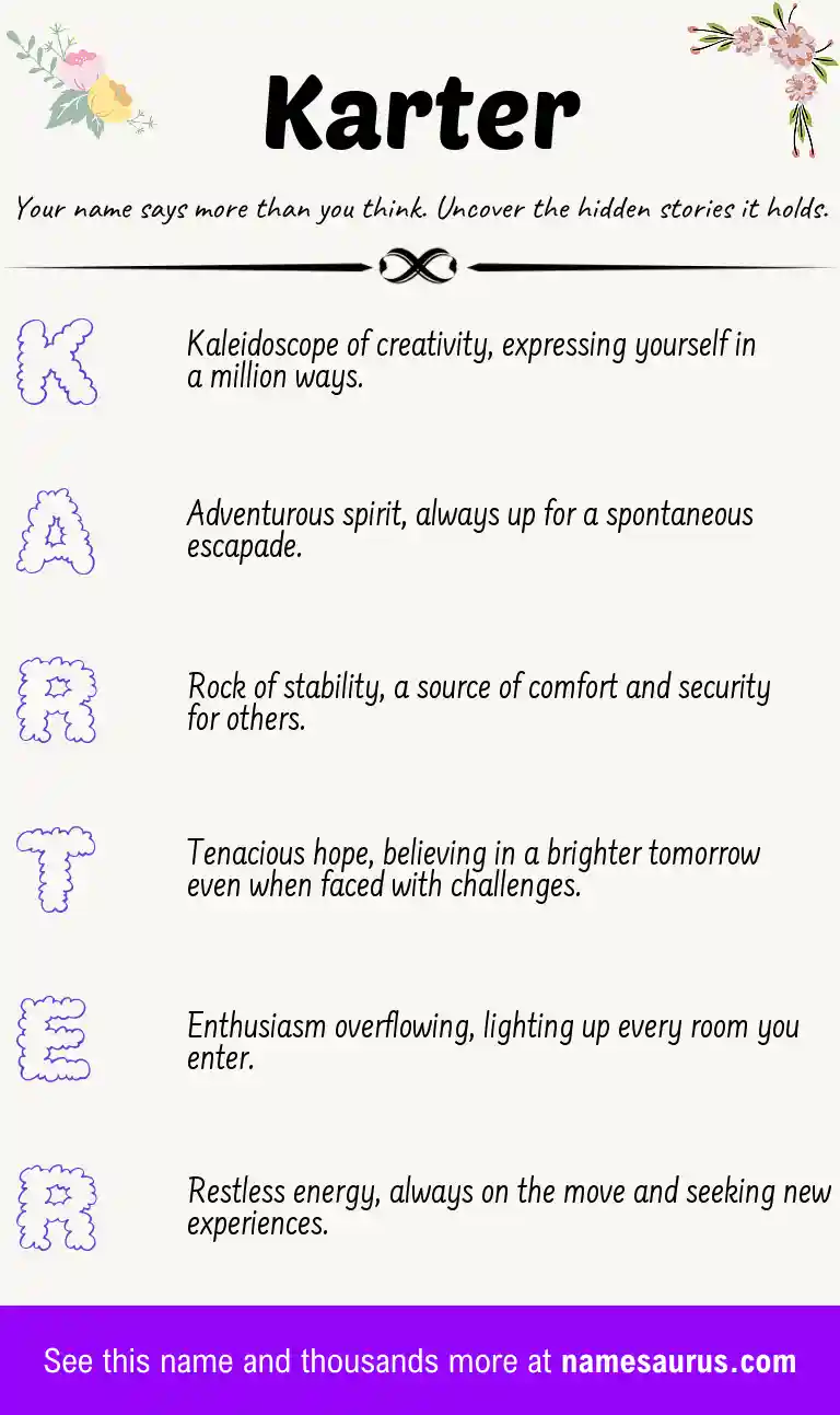 Acrostic poem about Karter.