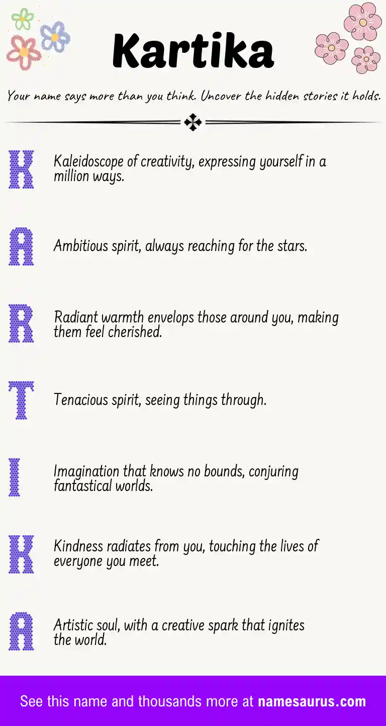 Acrostic poem about Kartika.