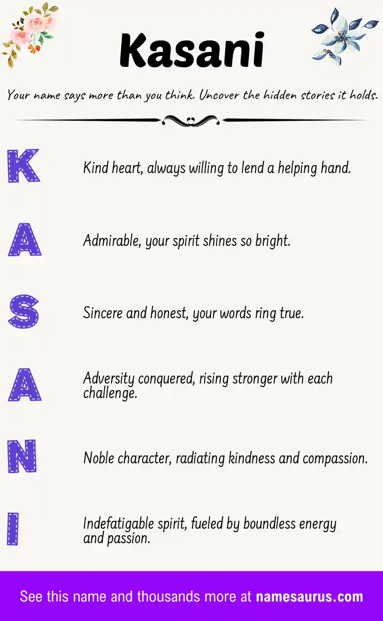 Acrostic poem about Kasani.
