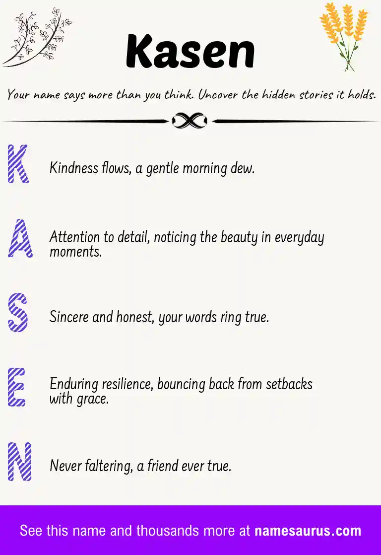 Acrostic poem about Kasen.