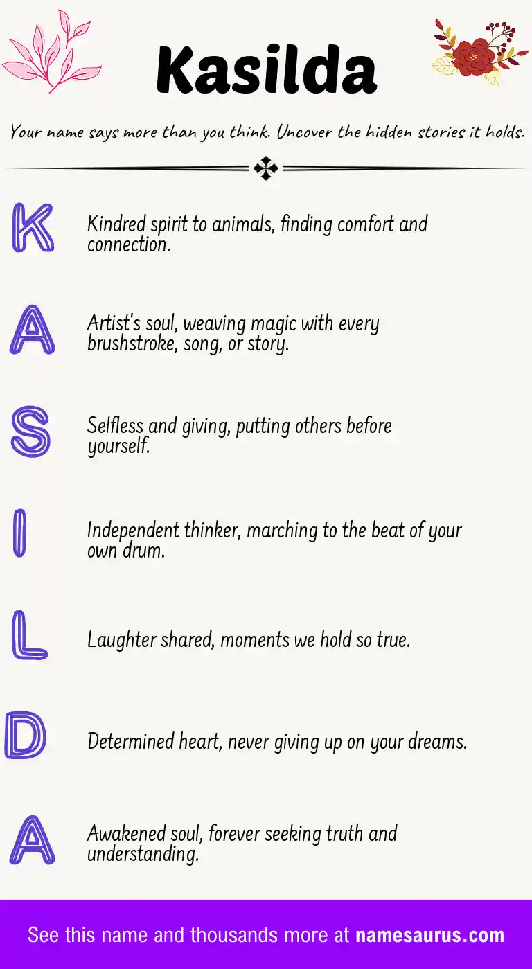 Acrostic poem about Kasilda.