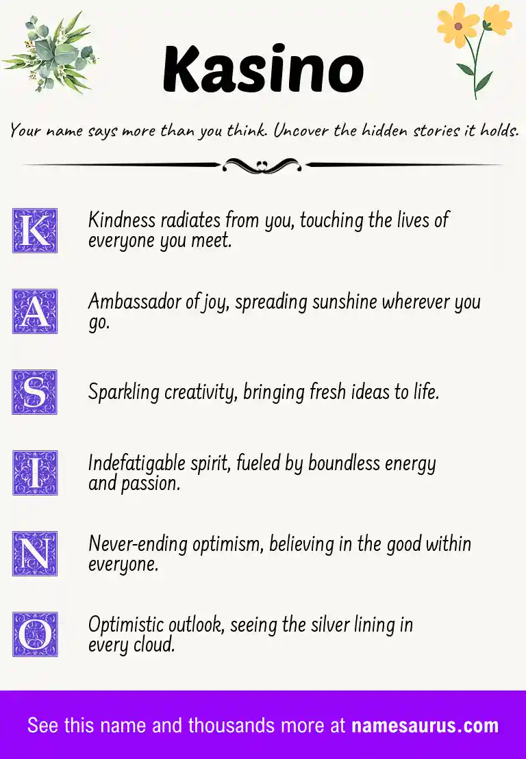 Acrostic poem about Kasino.