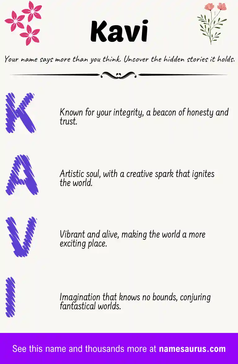 Acrostic poem about Kavi.