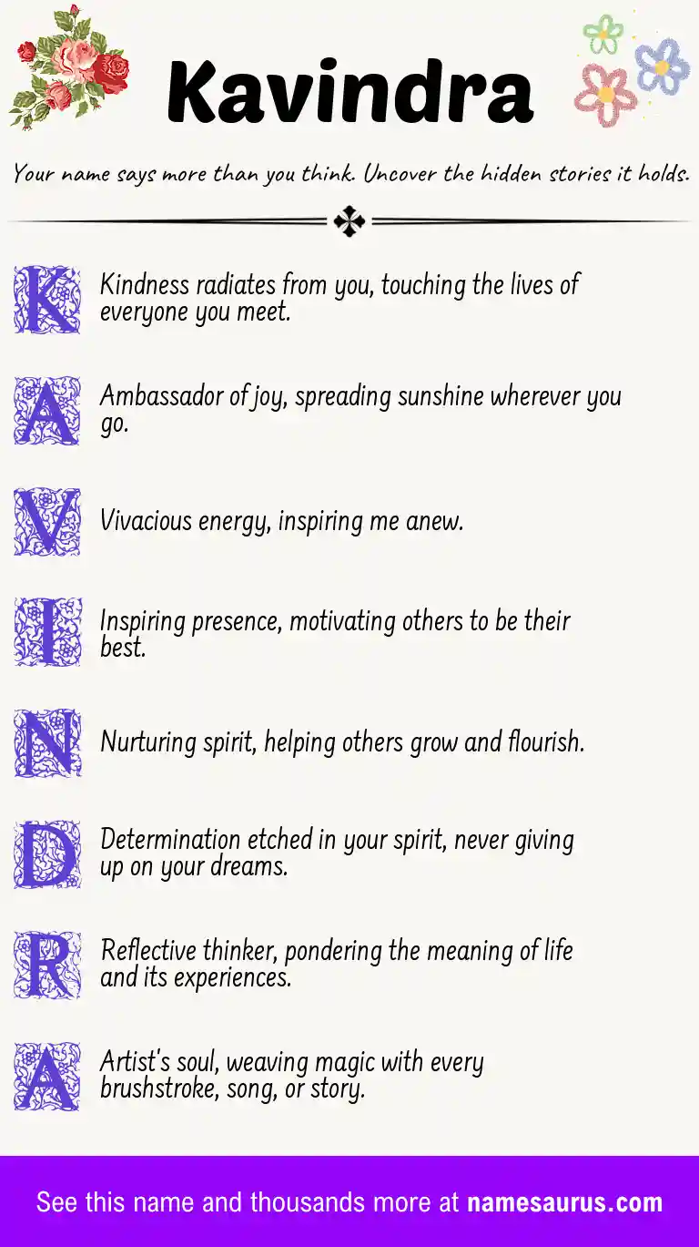 Acrostic poem about Kavindra.