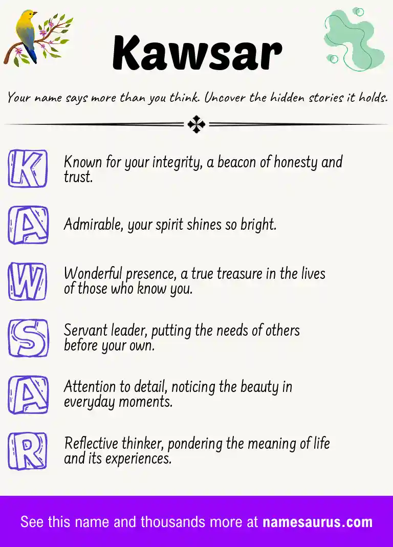 Acrostic poem about Kawsar.