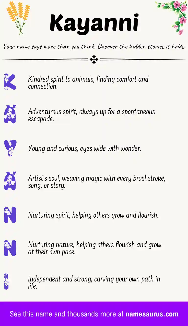 Acrostic poem about Kayanni.