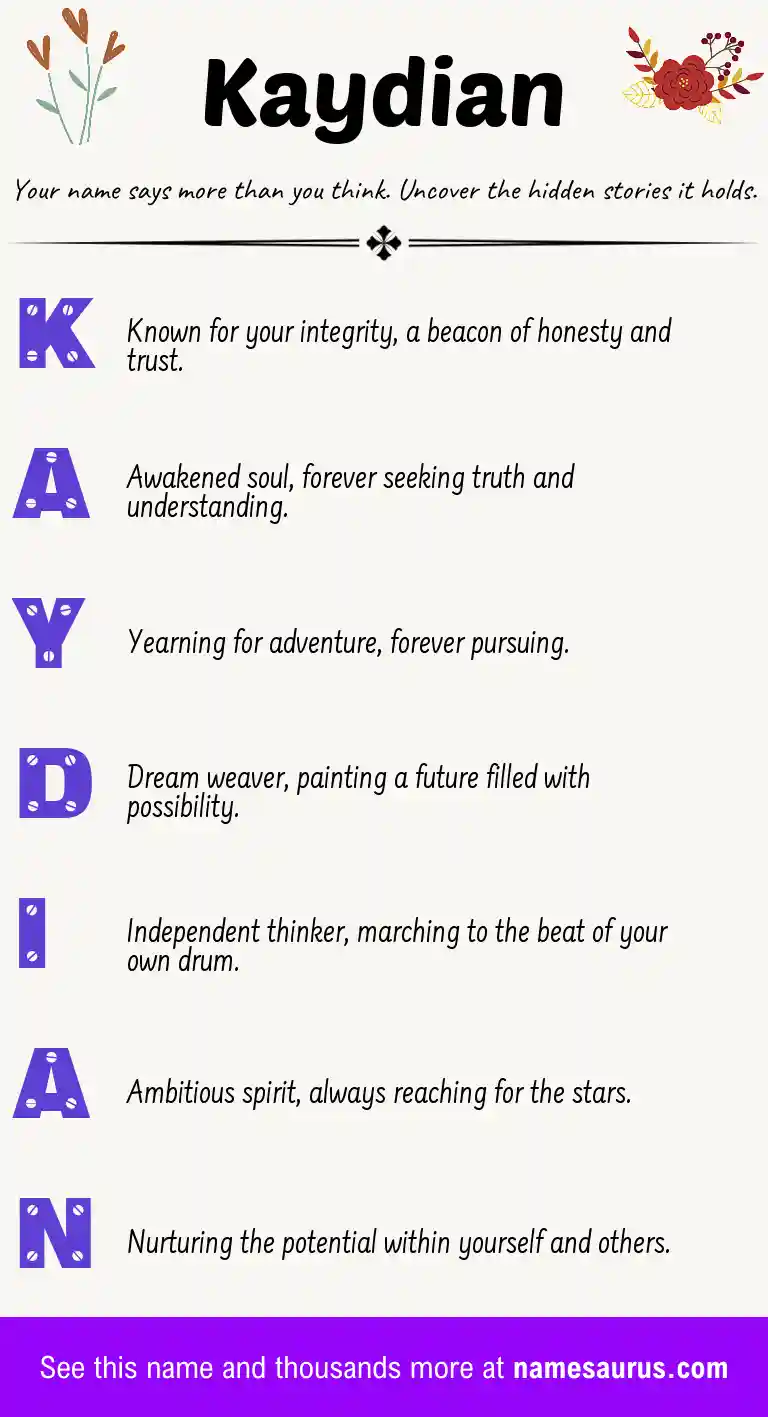 Acrostic poem about Kaydian.