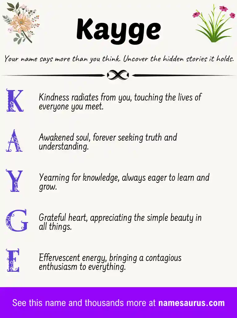 Acrostic poem about Kayge.