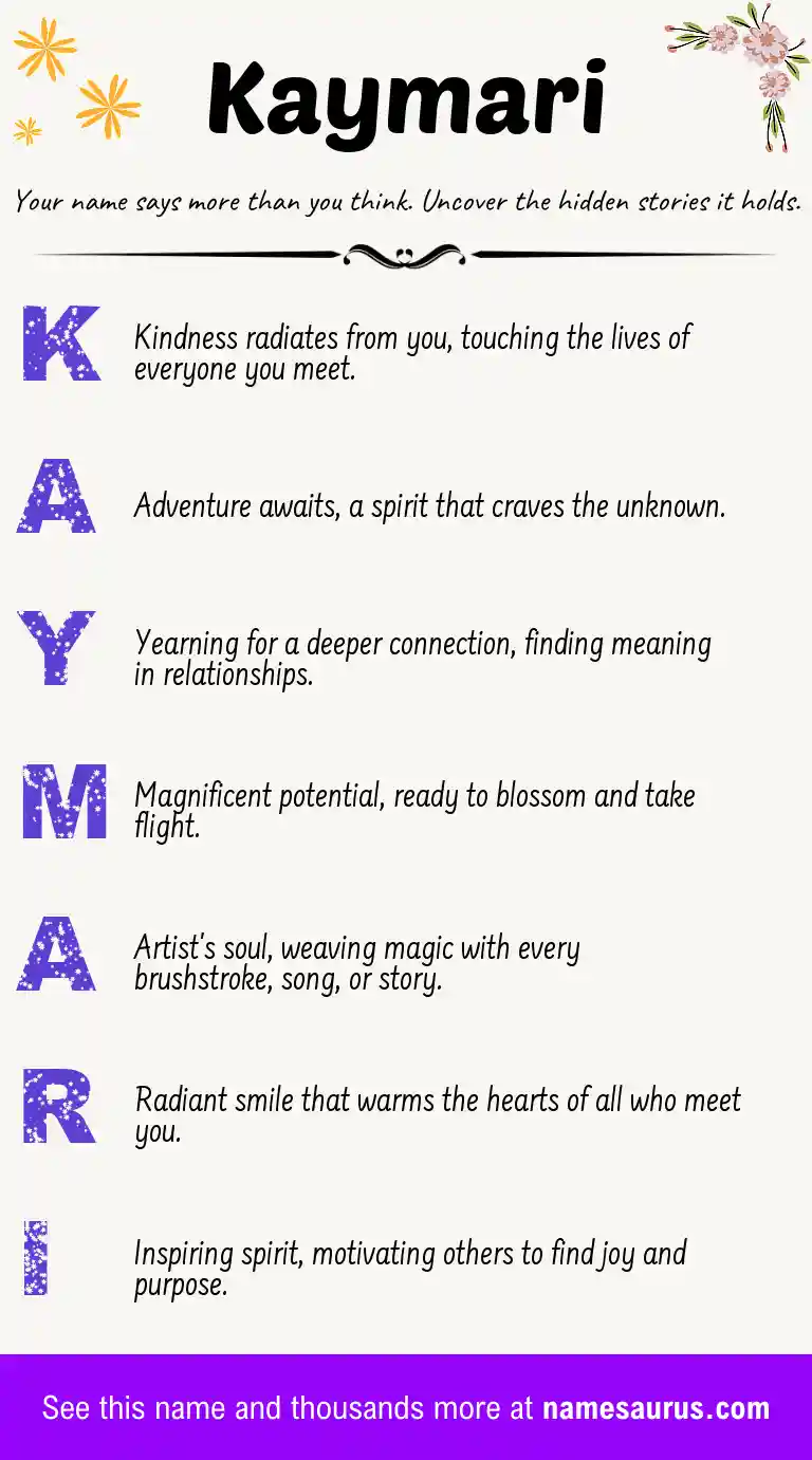 Acrostic poem about Kaymari.