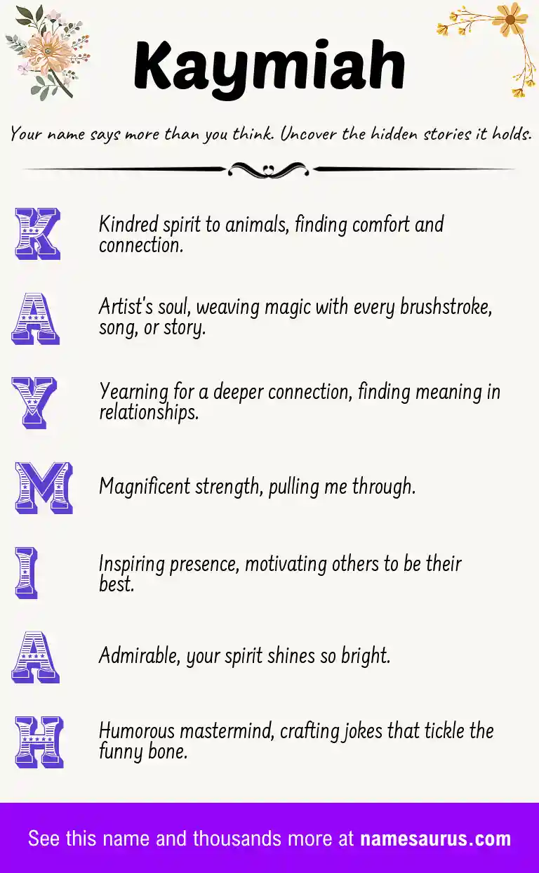 Acrostic poem about Kaymiah.