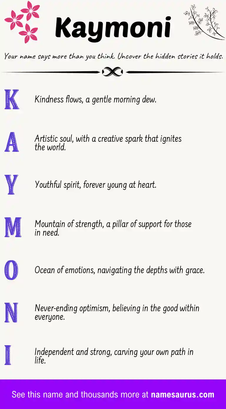 Acrostic poem about Kaymoni.