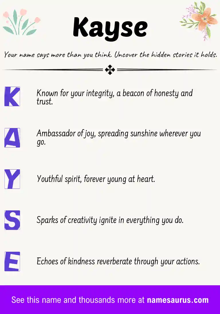 Acrostic poem about Kayse.
