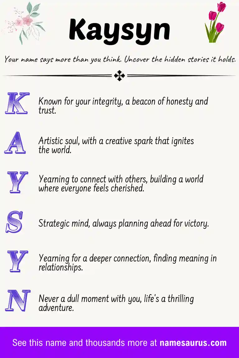 Acrostic poem about Kaysyn.