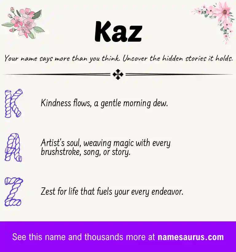 Acrostic poem about Kaz.
