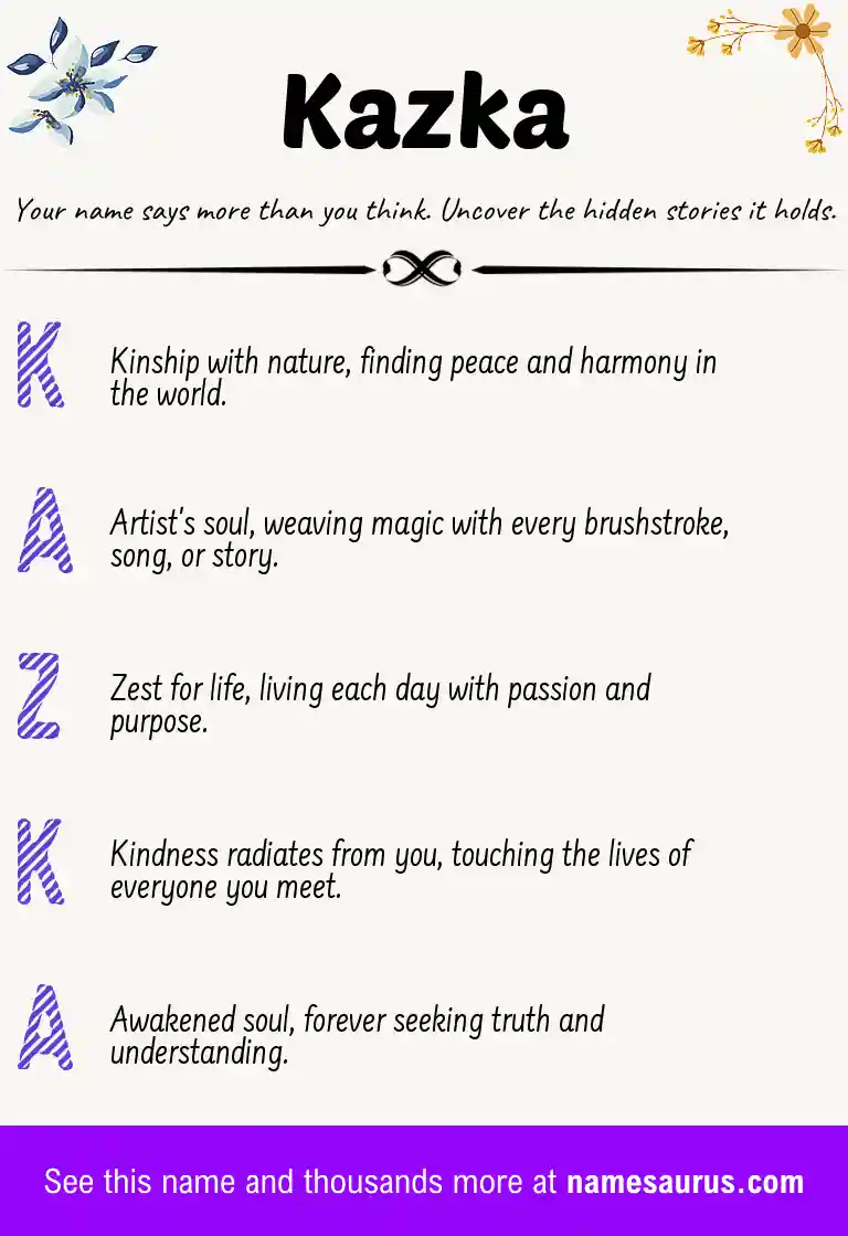 Acrostic poem about Kazka.