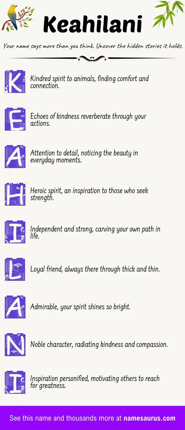 Acrostic poem about Keahilani.