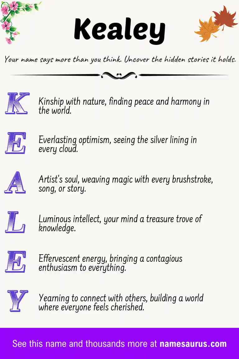 Acrostic poem about Kealey.
