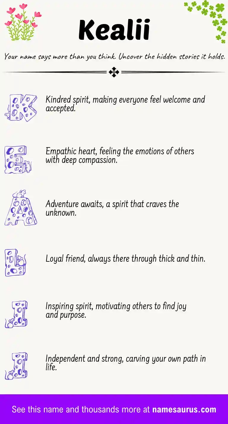 Acrostic poem about Kealii.