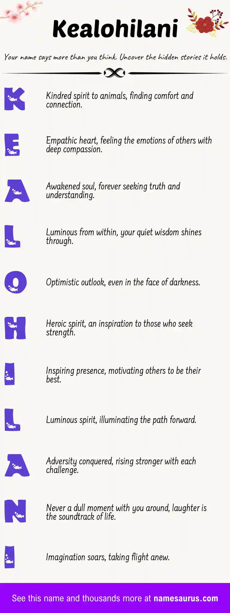 Acrostic poem about Kealohilani.
