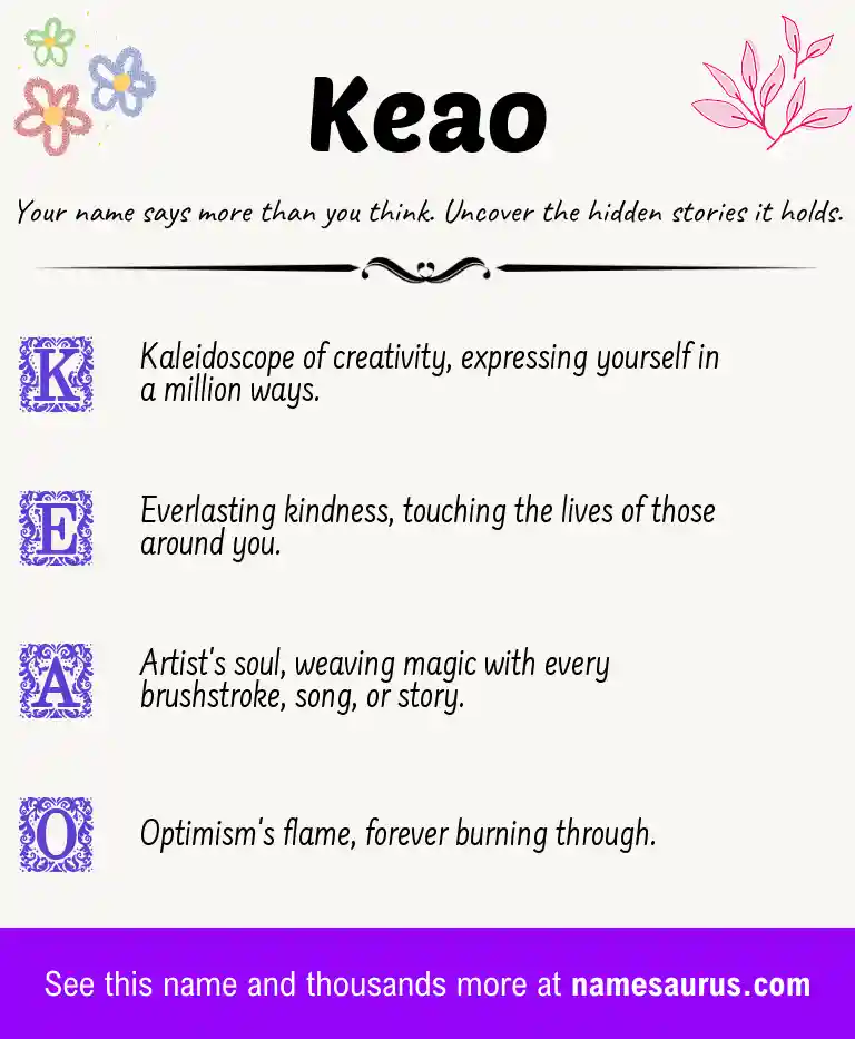 Acrostic poem about Keao.