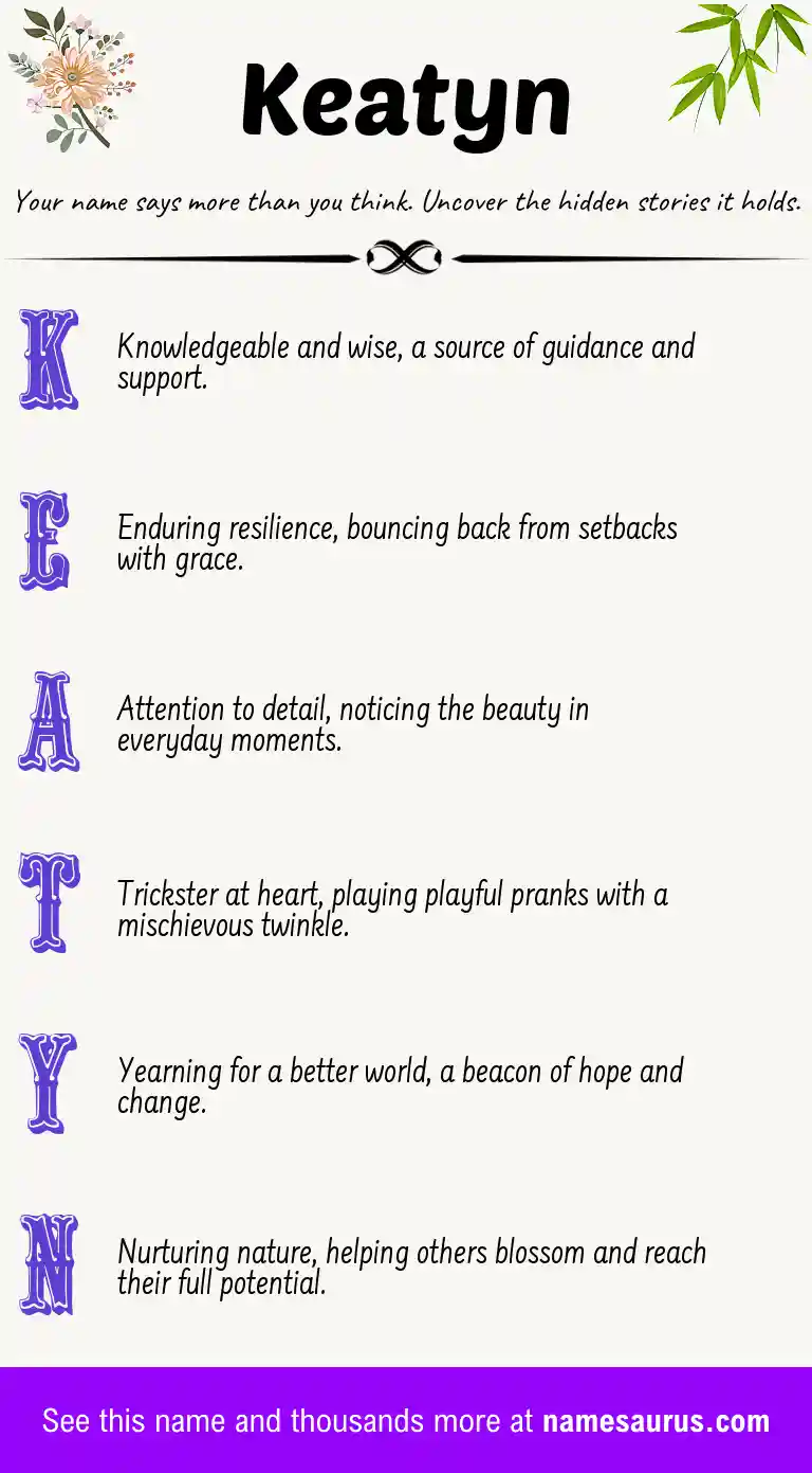 Acrostic poem about Keatyn.