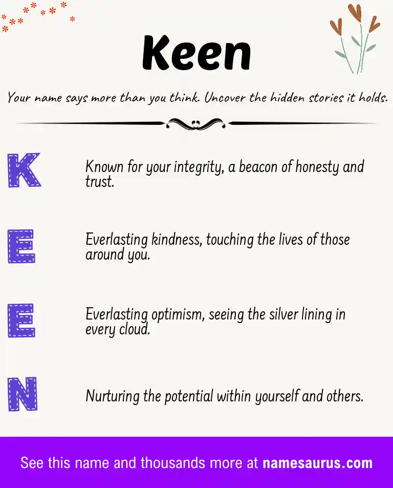 Acrostic poem about Keen.