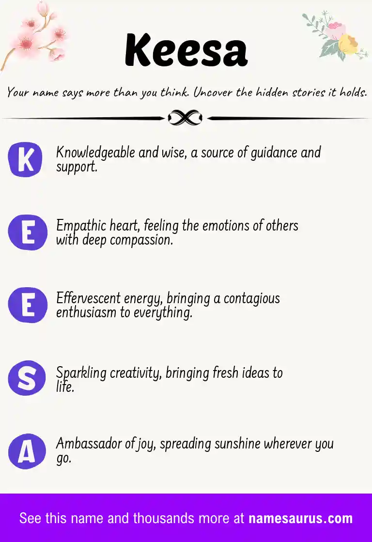 Acrostic poem about Keesa.