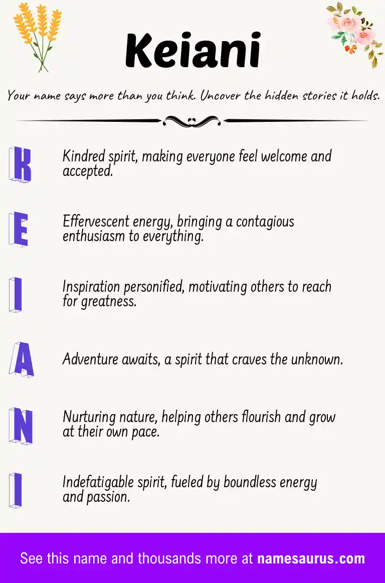 Acrostic poem about Keiani.