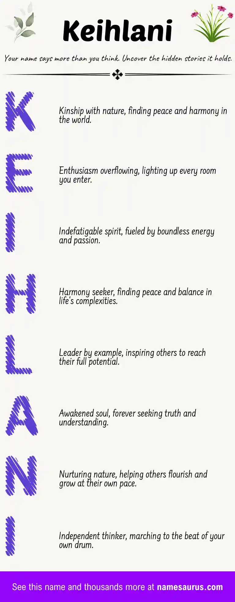 Acrostic poem about Keihlani.