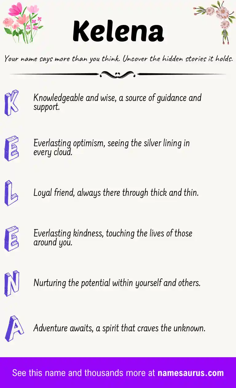Acrostic poem about Kelena.