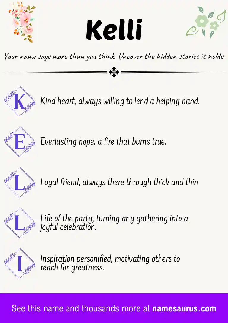 Acrostic poem about Kelli.