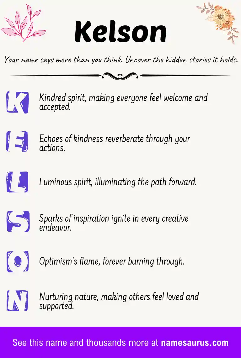Acrostic poem about Kelson.