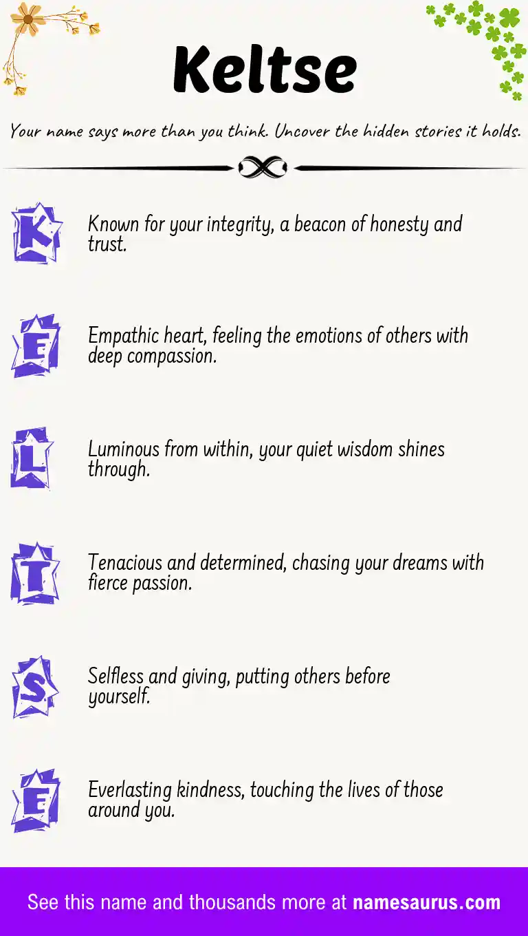 Acrostic poem about Keltse.